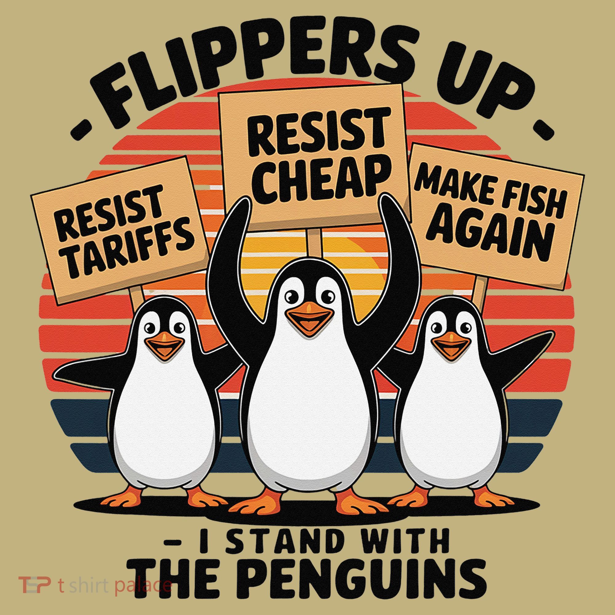 Flippers Up I Stand With Penguins Against Tariffs USA Mousepad