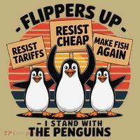 Flippers Up I Stand With Penguins Against Tariffs USA Kids T-Shirt thumb 2