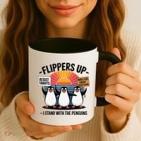 Flippers Up I Stand With Penguins Against Tariffs USA Coffee Mug thumb 3