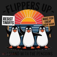 Flippers Up I Stand With Penguins Against Tariffs USA Beanie thumb 2
