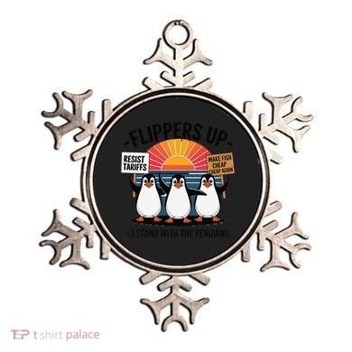 Flippers Up I Stand With Penguins Against Tariffs USA Ornament