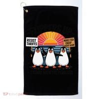 Flippers Up I Stand With Penguins Against Tariffs USA Golf Towel thumb 0