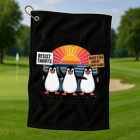 Flippers Up I Stand With Penguins Against Tariffs USA Golf Towel thumb 1