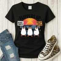 Flippers Up I Stand With Penguins Against Tariffs USA Women's T-Shirt thumb 3