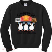 Flippers Up I Stand With Penguins Against Tariffs USA Kids Sweatshirt thumb 0