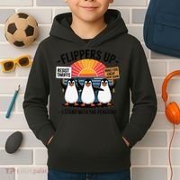 Flippers Up I Stand With Penguins Against Tariffs USA Kids Hoodie thumb 2