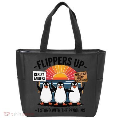 Flippers Up I Stand With Penguins Against Tariffs USA Tote Bag