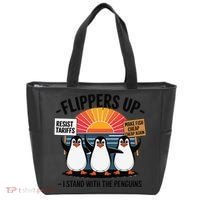 Flippers Up I Stand With Penguins Against Tariffs USA Tote Bag thumb 0