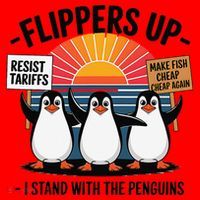 Flippers Up I Stand With Penguins Against Tariffs USA Santa Hat thumb 1