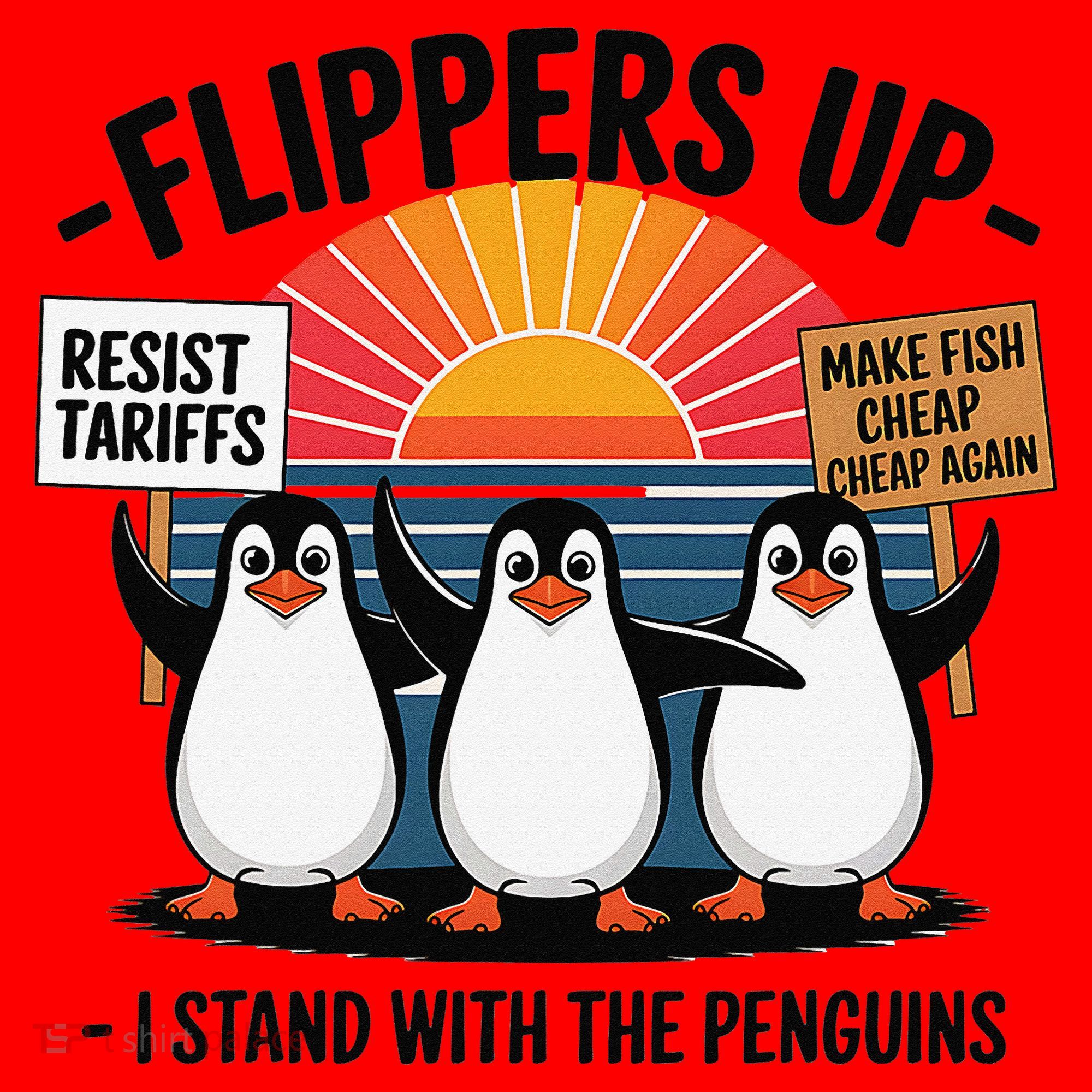 Flippers Up I Stand With Penguins Against Tariffs USA Santa Hat