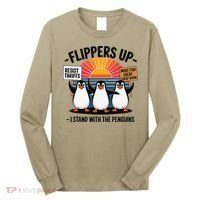 Flippers Up I Stand With Penguins Against Tariffs USA Long Sleeve Shirt thumb 0