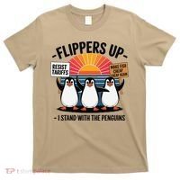 Flippers Up I Stand With Penguins Against Tariffs USA T-Shirt thumb 0