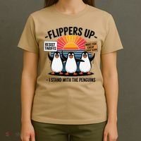 Flippers Up I Stand With Penguins Against Tariffs USA T-Shirt thumb 4