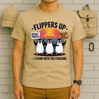 Flippers Up I Stand With Penguins Against Tariffs USA T-Shirt thumb 6