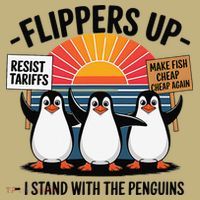 Flippers Up I Stand With Penguins Against Tariffs USA Kids T-Shirt thumb 2