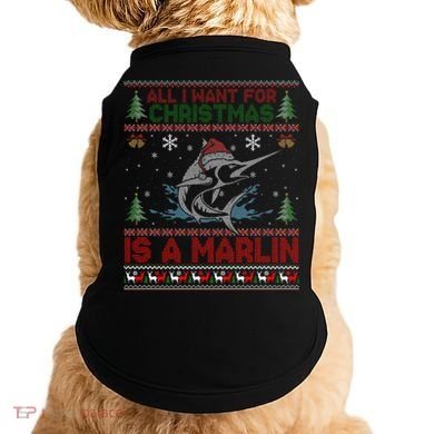 Funny Ugly I Want For Christmas Is A Marlin Fish Swea Doggie Tank