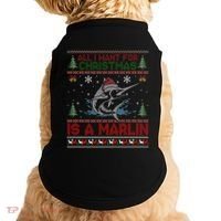 Funny Ugly I Want For Christmas Is A Marlin Fish Swea Doggie Tank thumb 0