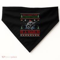 Funny Ugly I Want For Christmas Is A Marlin Fish Swea USA-Made Doggie Bandana thumb 0