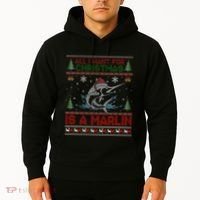 Funny Ugly I Want For Christmas Is A Marlin Fish Swea Hoodie thumb 2