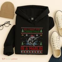 Funny Ugly I Want For Christmas Is A Marlin Fish Swea Hoodie thumb 4