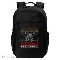 Funny Ugly I Want For Christmas Is A Marlin Fish Swea Backpack thumb 0