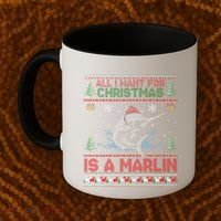 Funny Ugly I Want For Christmas Is A Marlin Fish Swea Coffee Mug thumb 2