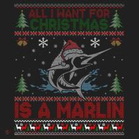 Funny Ugly I Want For Christmas Is A Marlin Fish Swea Beanie thumb 2