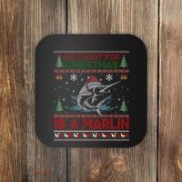 Funny Ugly I Want For Christmas Is A Marlin Fish Swea Coaster thumb 0