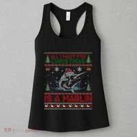 Funny Ugly I Want For Christmas Is A Marlin Fish Swea Women's Tank Top thumb 3