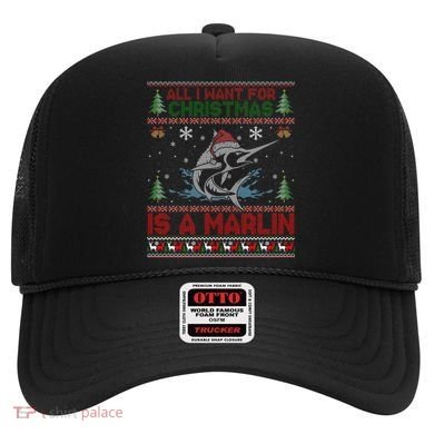 Funny Ugly I Want For Christmas Is A Marlin Fish Swea Hat