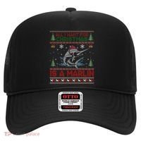 Funny Ugly I Want For Christmas Is A Marlin Fish Swea Hat thumb 0