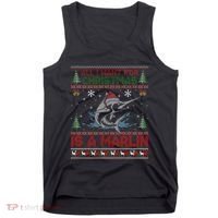Funny Ugly I Want For Christmas Is A Marlin Fish Swea Tank Top thumb 0