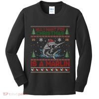 Funny Ugly I Want For Christmas Is A Marlin Fish Swea Kids Long Sleeve Shirt thumb 0