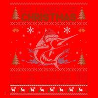 Funny Ugly I Want For Christmas Is A Marlin Fish Swea Santa Hat thumb 1