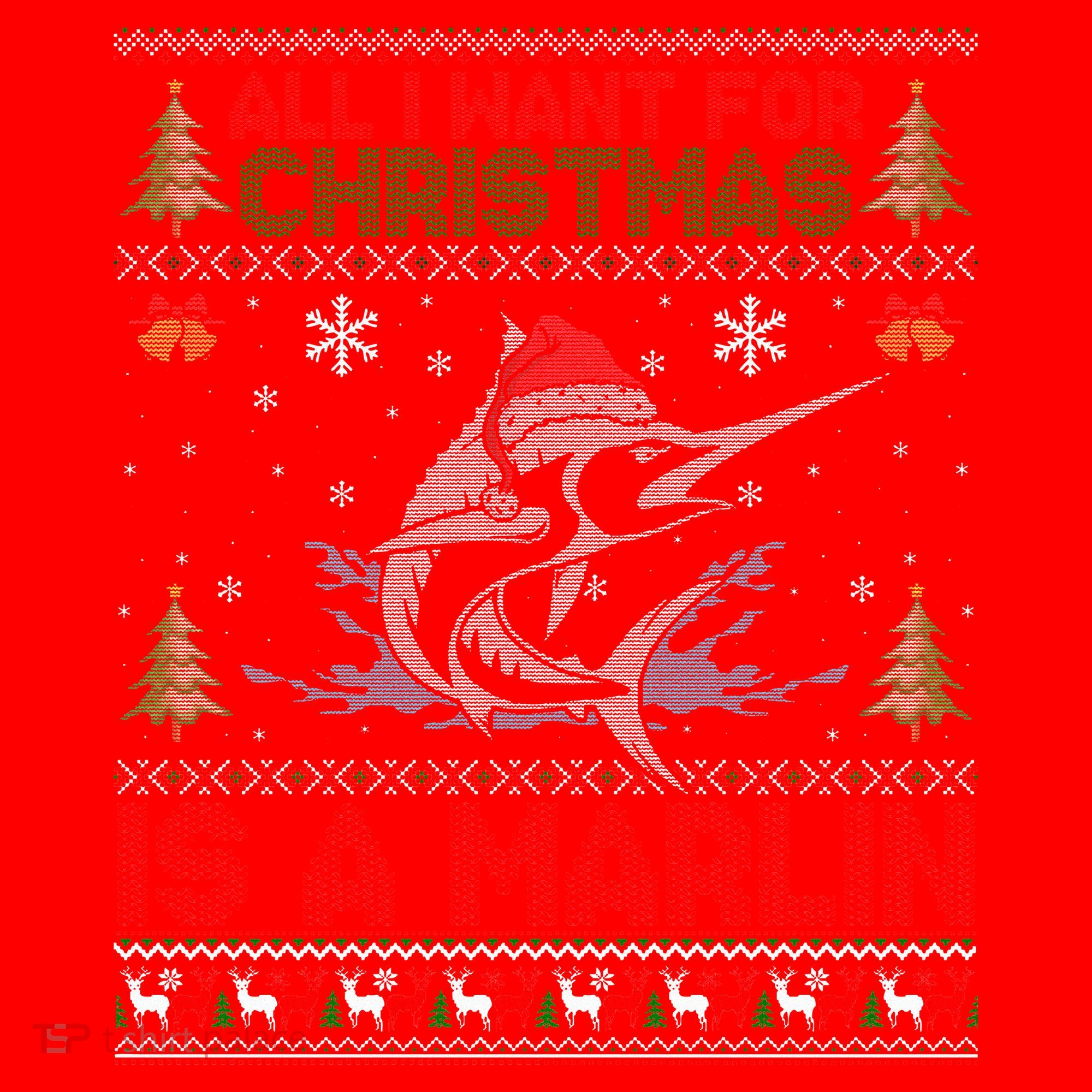 Funny Ugly I Want For Christmas Is A Marlin Fish Swea Santa Hat