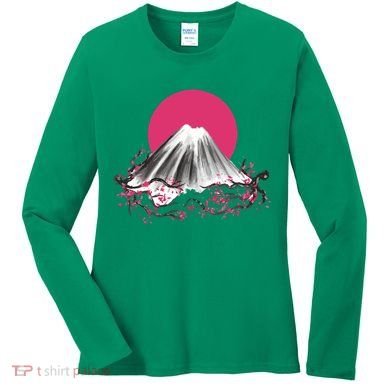 Fuji Mountain Japanese Nature Women's Long Sleeve Shirt