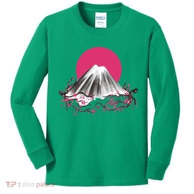 Fuji Mountain Japanese Nature Kids Long Sleeve Shirt