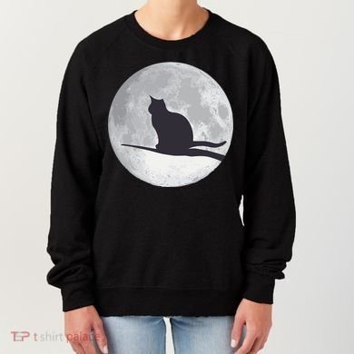 Full Moon Cat Silhouette Halloween Women's Sweatshirt