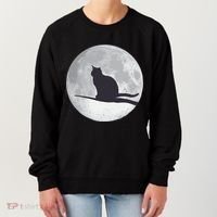 Full Moon Cat Silhouette Halloween Women's Sweatshirt thumb 0