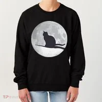 Full Moon Cat Silhouette Halloween Women's Sweatshirt thumb 0