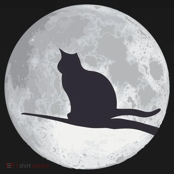 Full Moon Cat Silhouette Halloween Doggie Tank