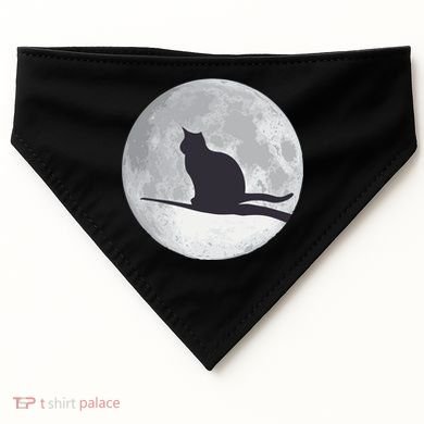 Full Moon Cat Silhouette Halloween USA-Made Doggie Bandana