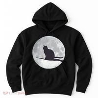 Full Moon Cat Silhouette Halloween Hoodie thumb 0