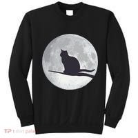 Full Moon Cat Silhouette Halloween Sweatshirt thumb 0