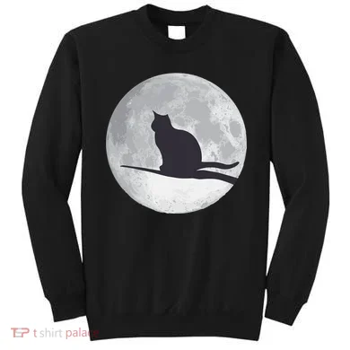 Full Moon Cat Silhouette Halloween Sweatshirt