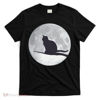 Full Moon Cat Silhouette Halloween T-Shirt