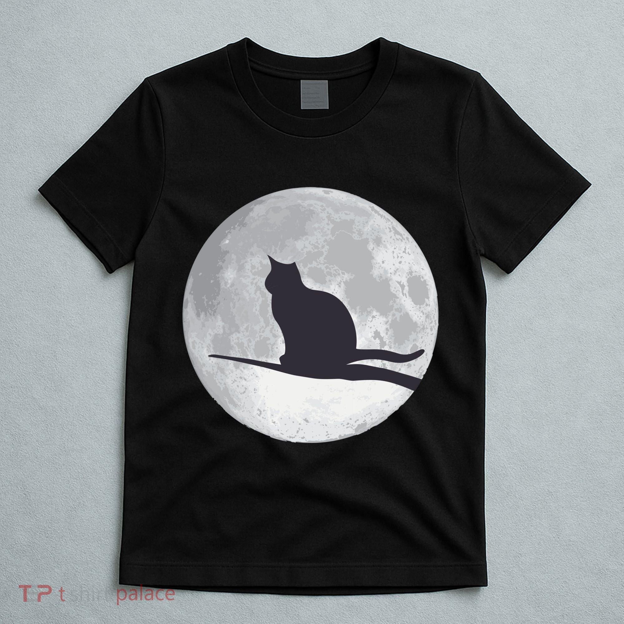 Full Moon Cat Silhouette Halloween T-Shirt