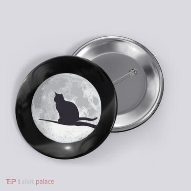 Full Moon Cat Silhouette Halloween Button