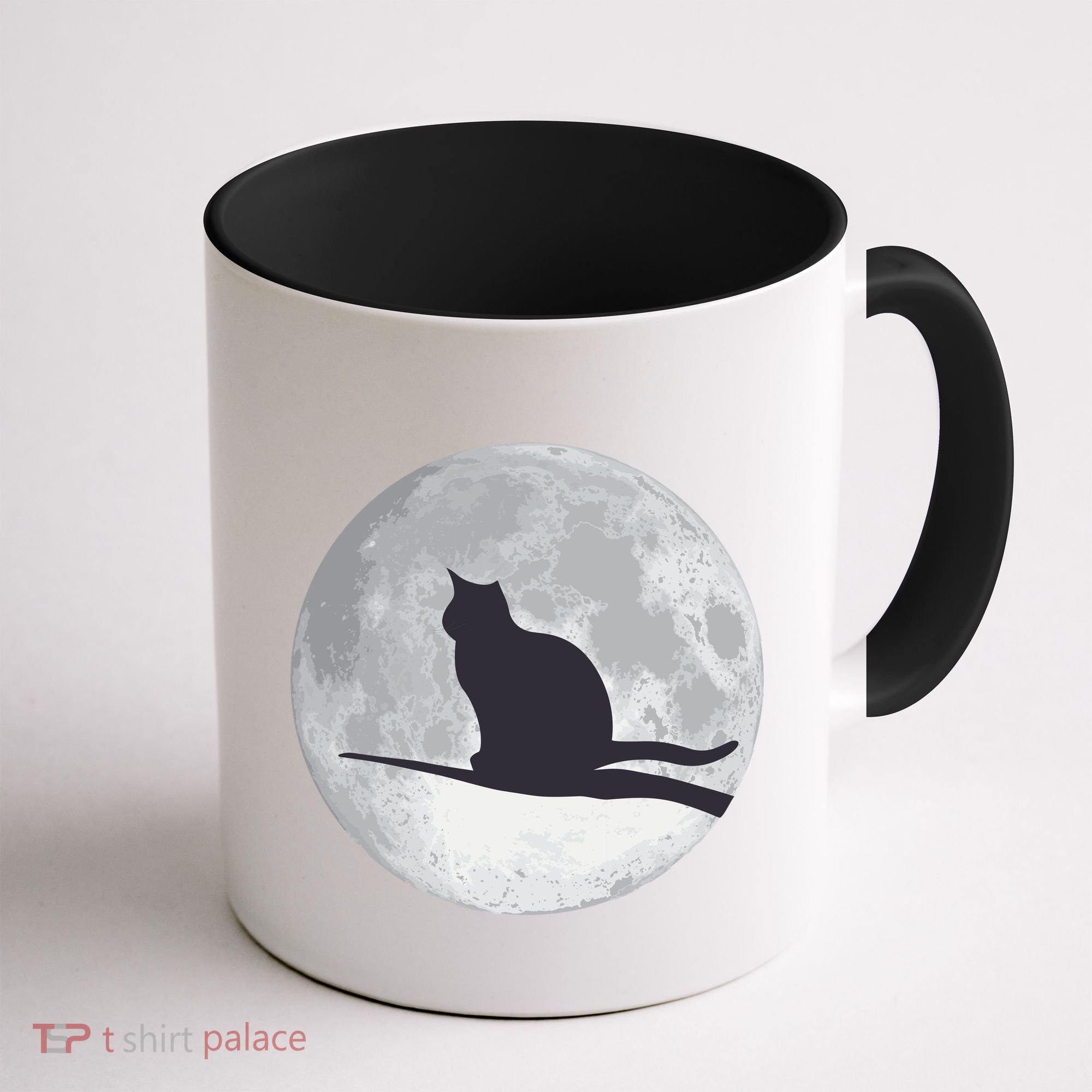 Full Moon Cat Silhouette Halloween Coffee Mug