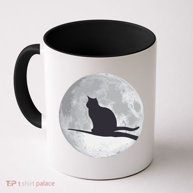 Full Moon Cat Silhouette Halloween Coffee Mug